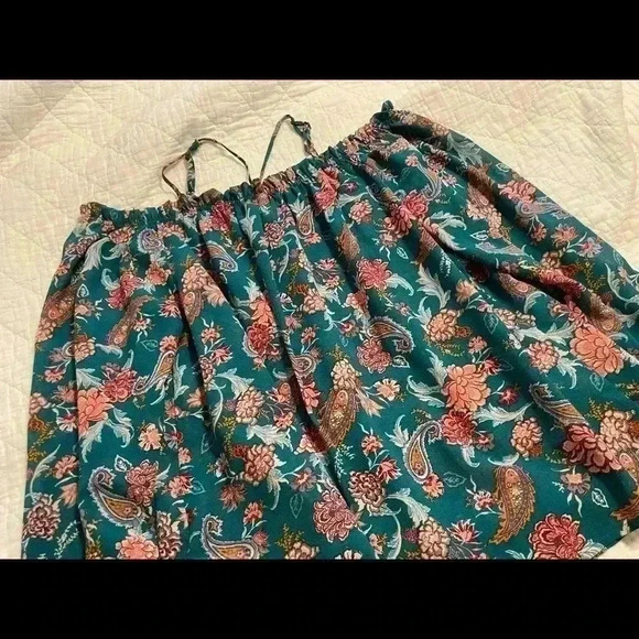 Xhilaration Green Boho Flower Green Blouse Shirt Top Woman’s Size S - Picture 5 of 6